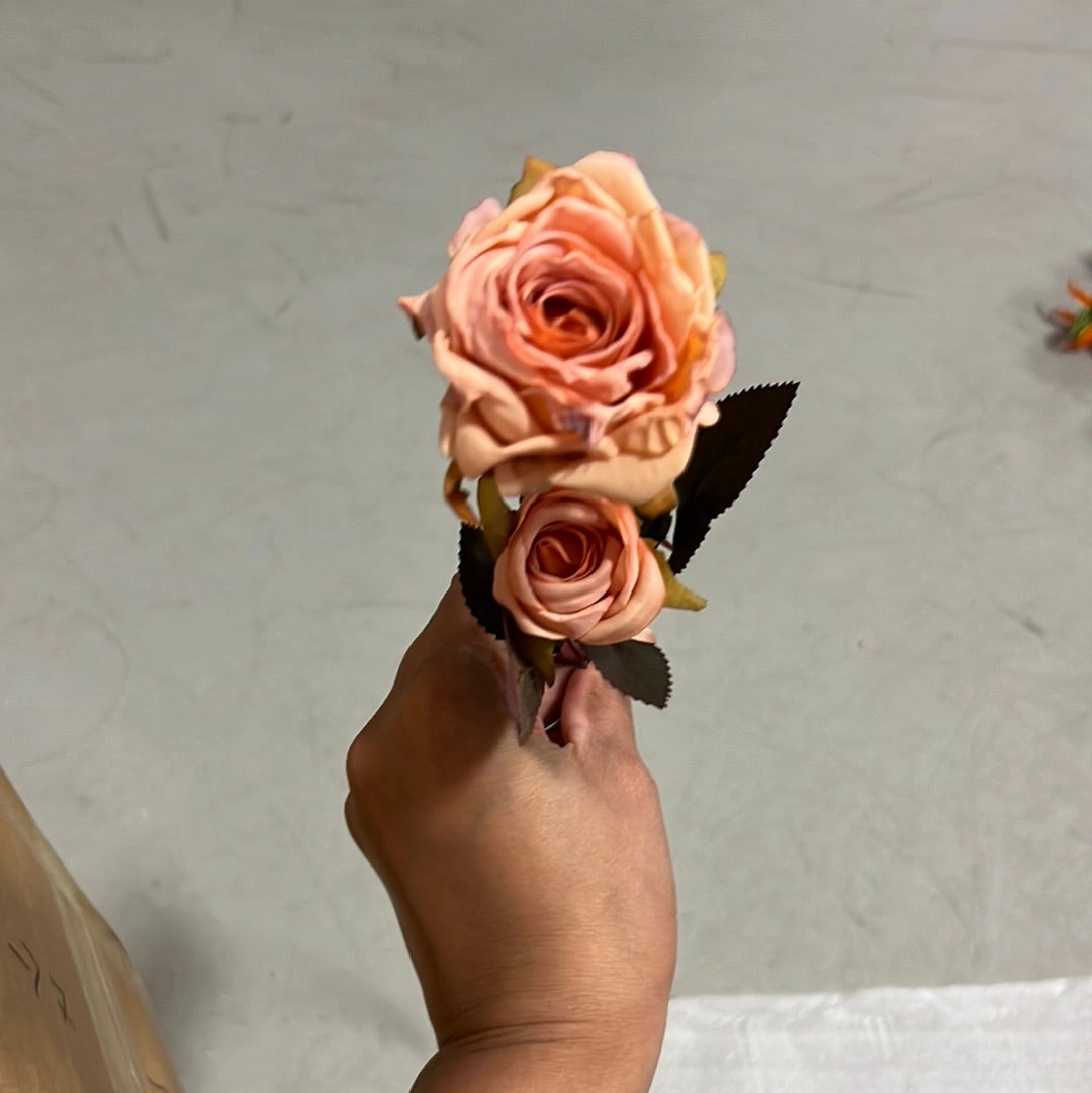 New Mini Burnt Edge Rose Spray(Light Orange)