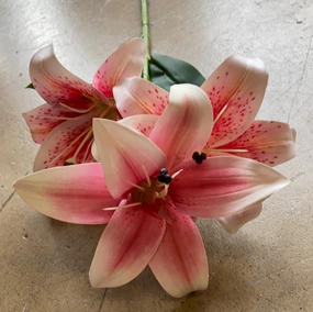 NEW Pink Soft Touch Stargazer Lily realistic flower bouquet  