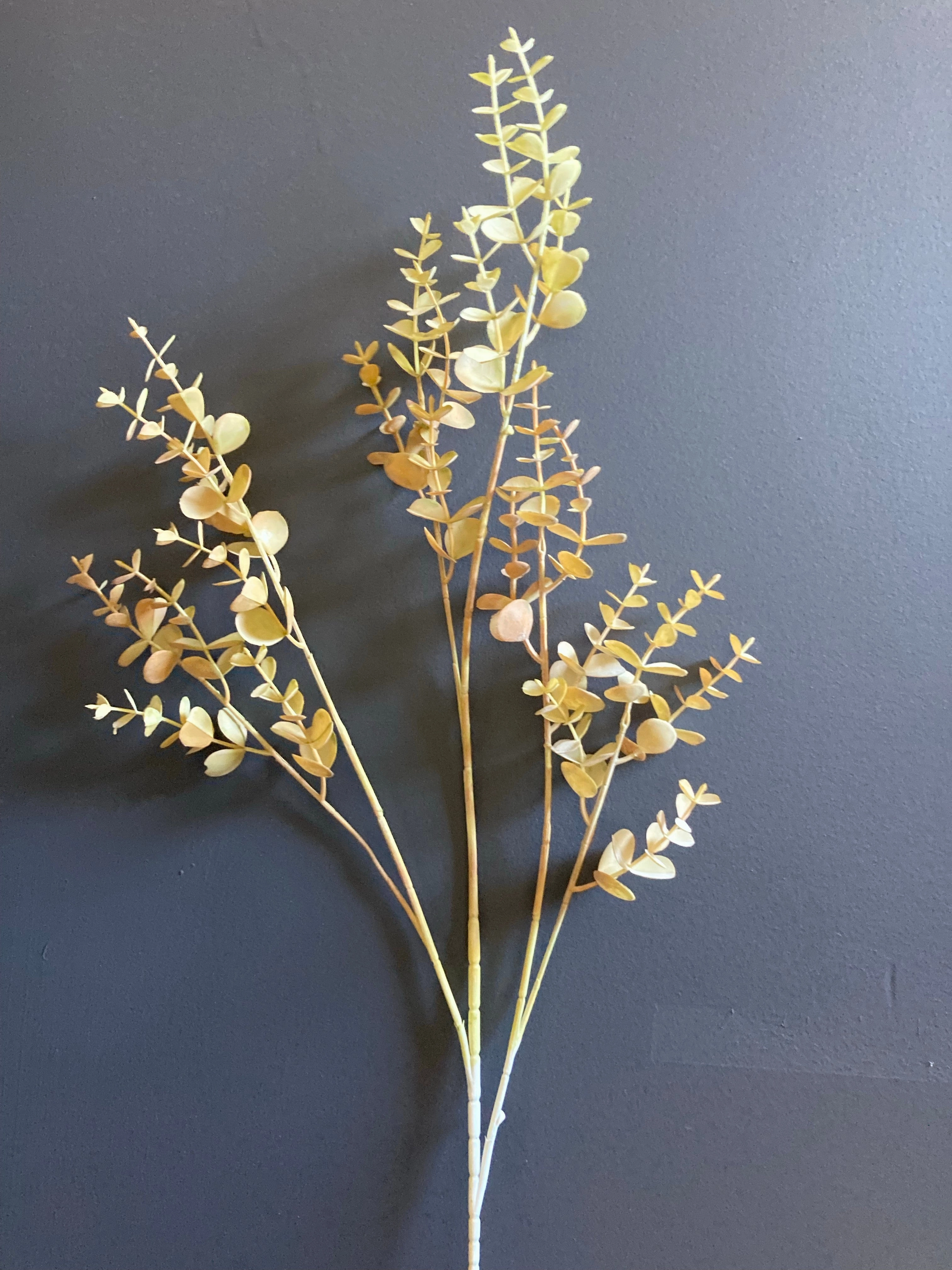 New real touch small Eucalyptus green brown Single stem realistic flower bouquet  