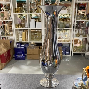New Silver Bud vase 15Hx5" wedding centerpiece,aesthetic flower vase