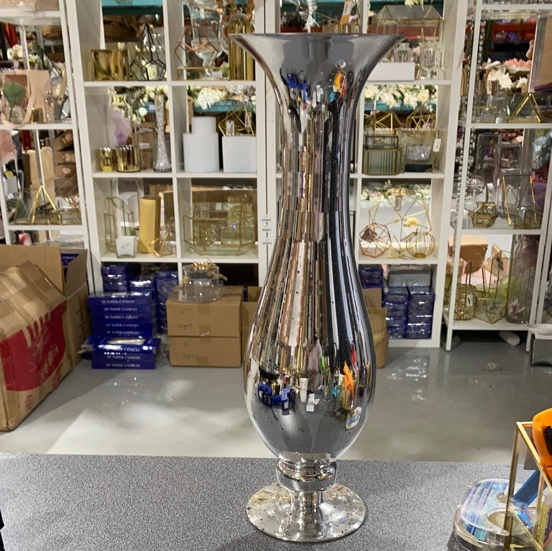 New Silver Bud vase 15Hx5" wedding centerpiece,aesthetic flower vase
