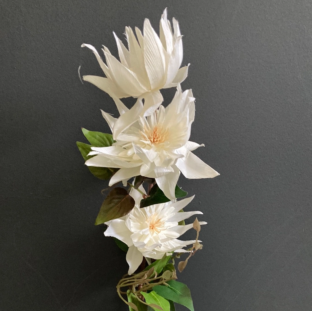 New Single Stem white Cream Clematis artificial flower bouquet  