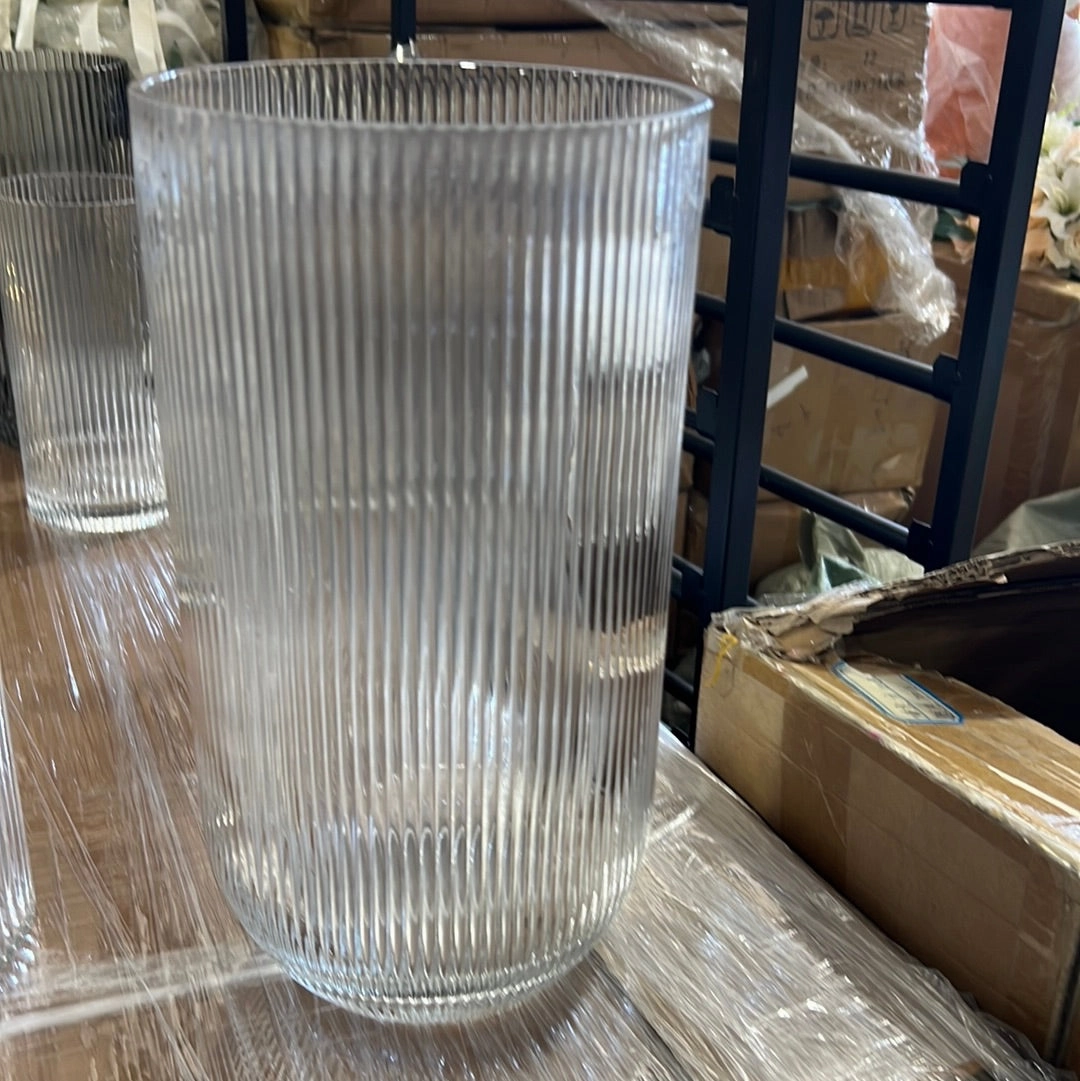New Striped Glass 11.8 oval shape ripple vase,aesthetic flower vase
