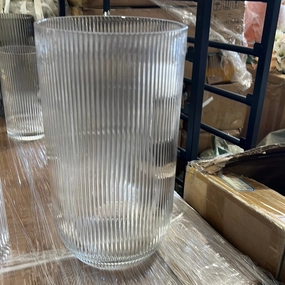 New Striped Glass 11.8 oval shape ripple vase,aesthetic flower vase