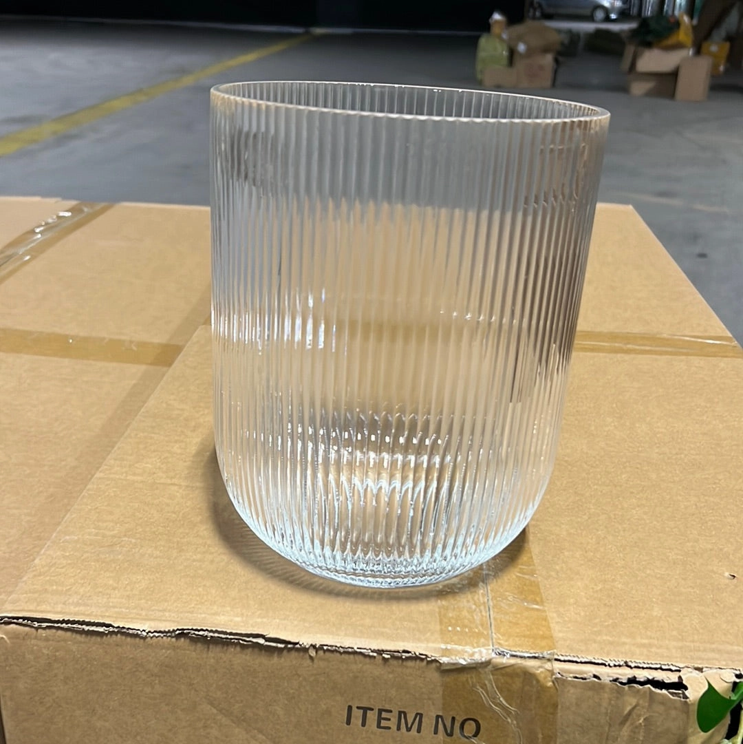 New Striped Glass 8.3 oval shape ripple vase,aesthetic flower vase