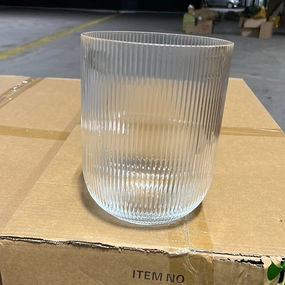 New Striped Glass 8.3 oval shape ripple vase,aesthetic flower vase