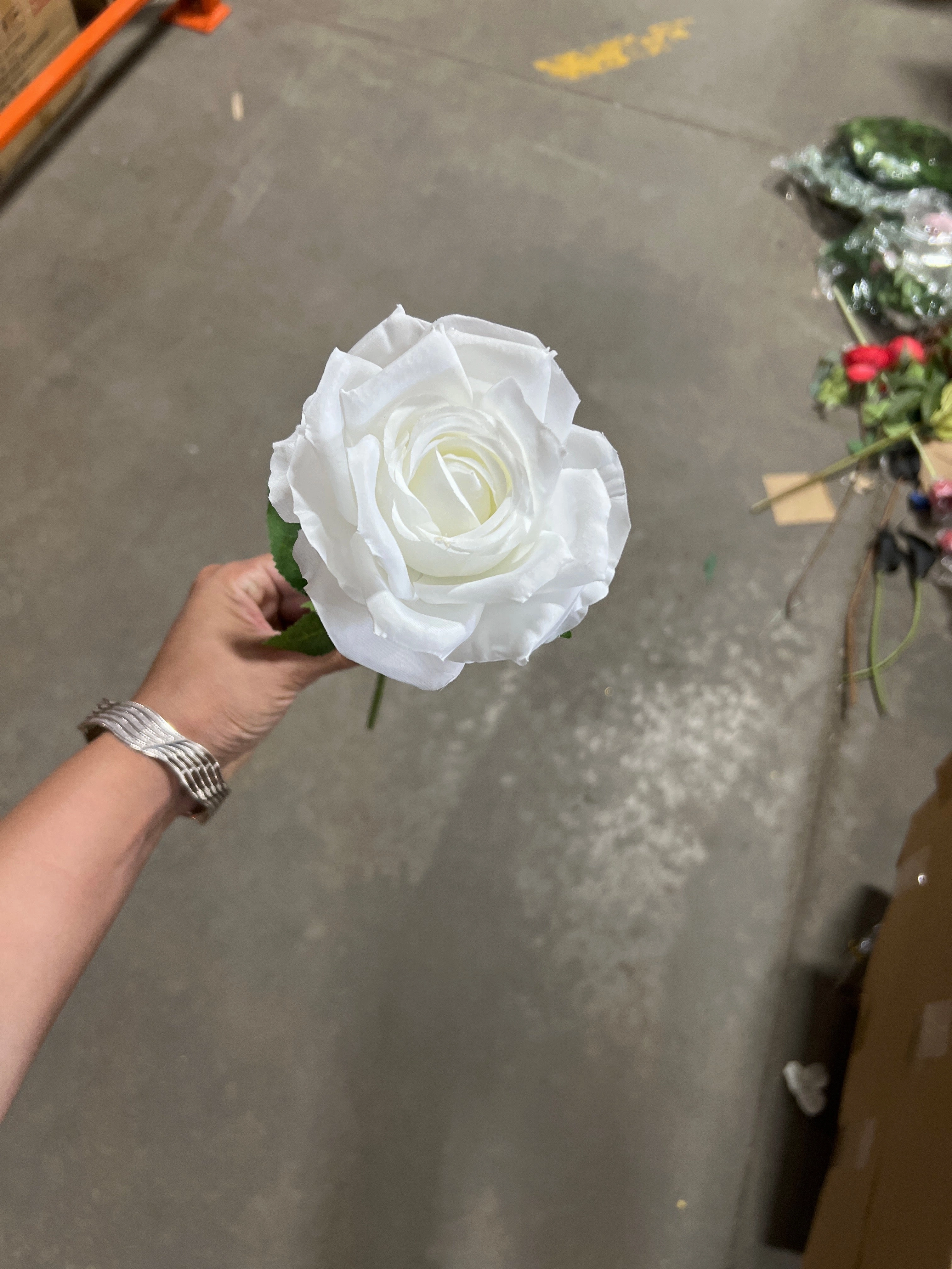 New White Empress Single Stem Rose artificial flower bouquet  