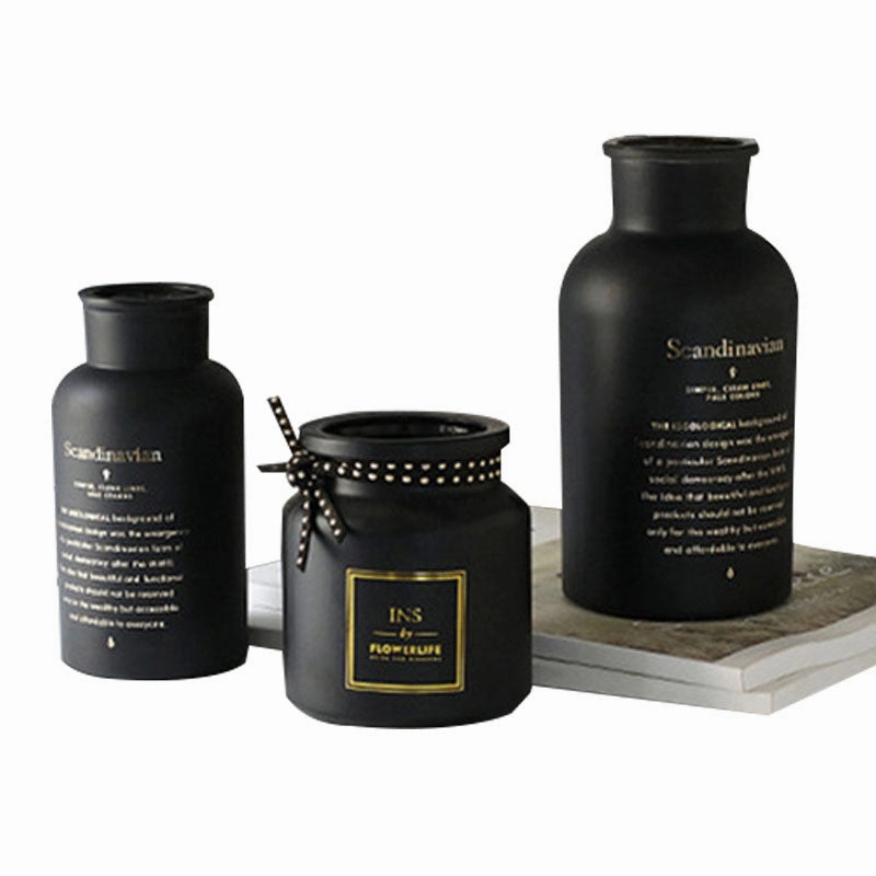 Nordic Black Glass Vases,hand-painted ceramic vase