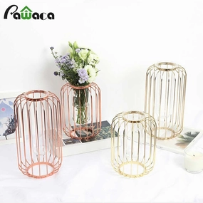 Nordic ins Lantern-shaped Wrought Iron,hand-painted ceramic vase