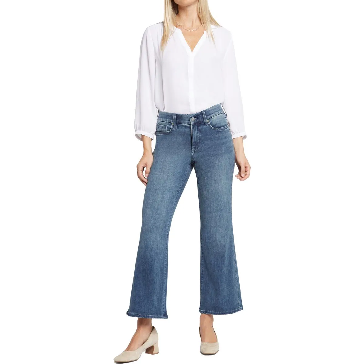 NYDJ Damen Denim Jeans mit mittlerer Taillenhöhe und Schlag