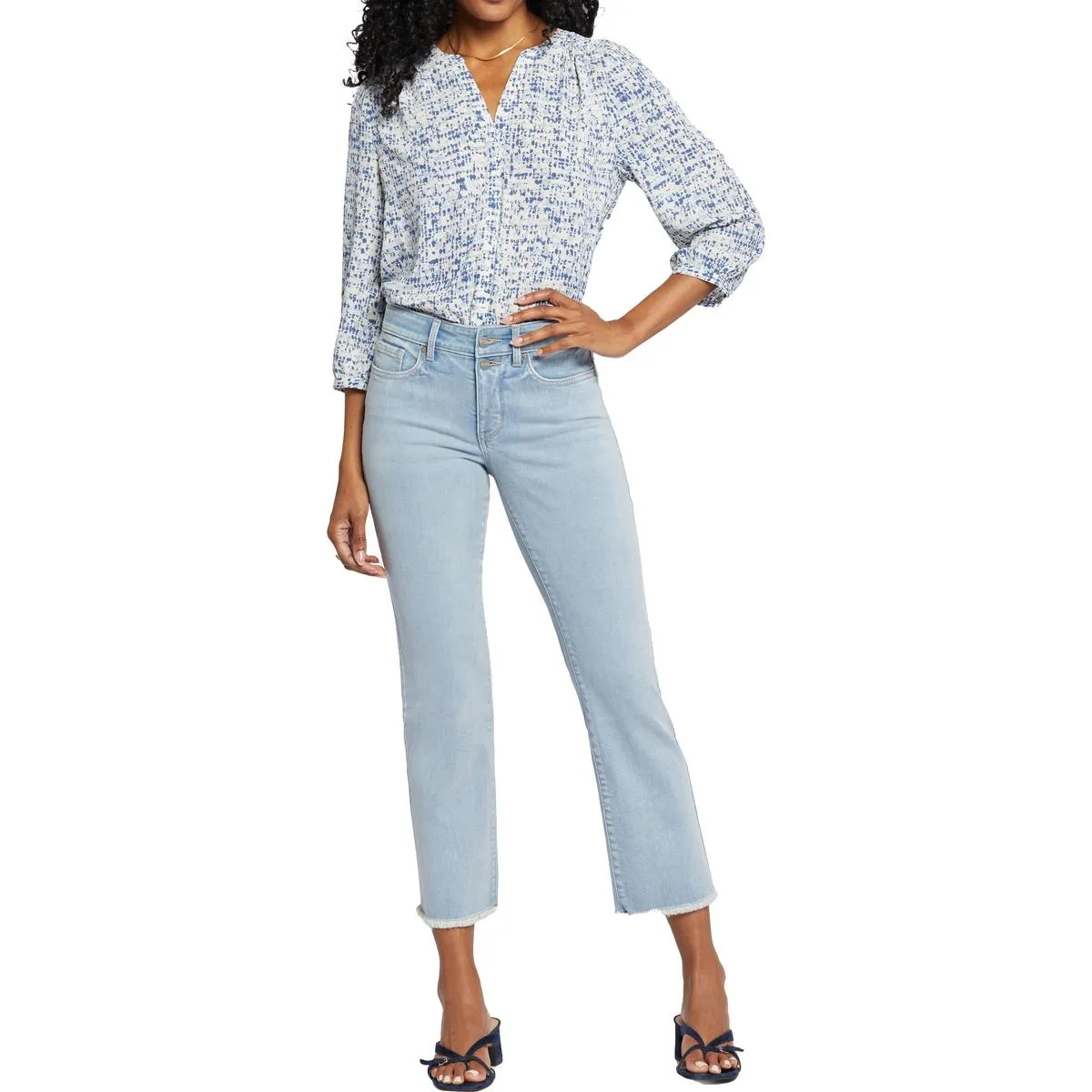 NYDJ Damen Marilyn Jeans mit ausgefranstem Saum