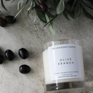 OLIVE BRANCH SOY CANDLE,faux bloom stem 