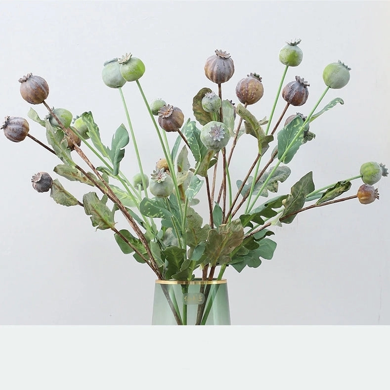 Opium Poppy Fruit Artificial Silk Flower Multi-color OPIUM002-004,dried artificial flower