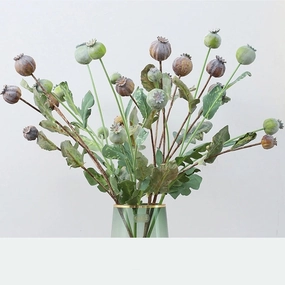 Opium Poppy Fruit Artificial Silk Flower Multi-color OPIUM002-004,dried artificial flower