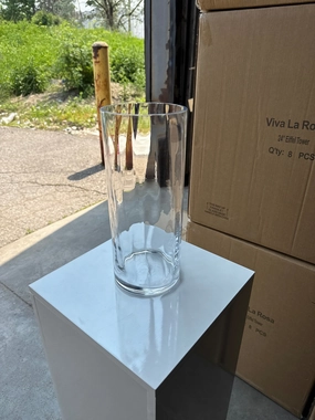 Optical Striped Glass 5x10h Cylinder Vase Clear MV603-25T*,aesthetic flower vase