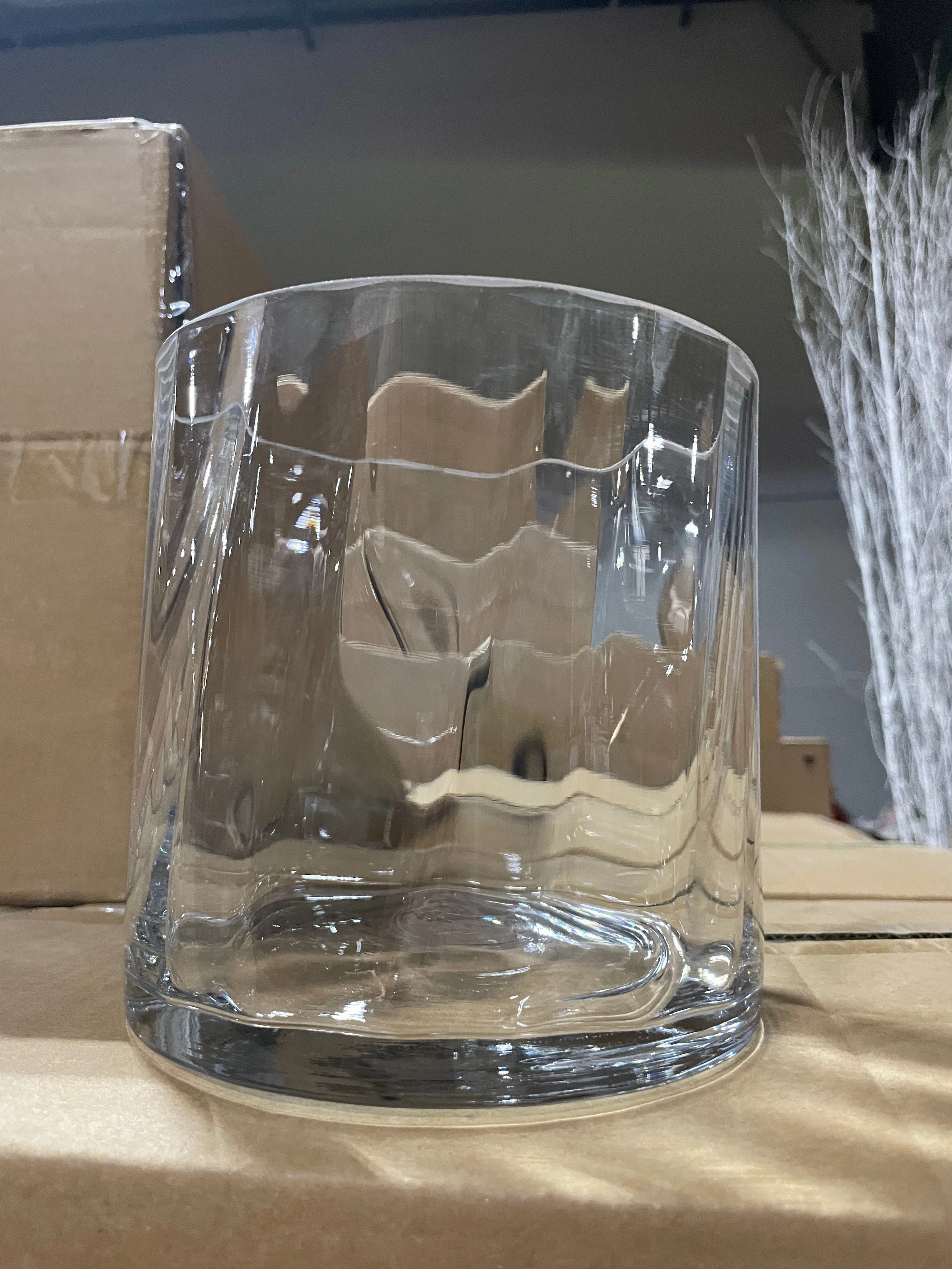 Optical Striped Glass 6x6h Cylinder Vase Clear MV577-15T