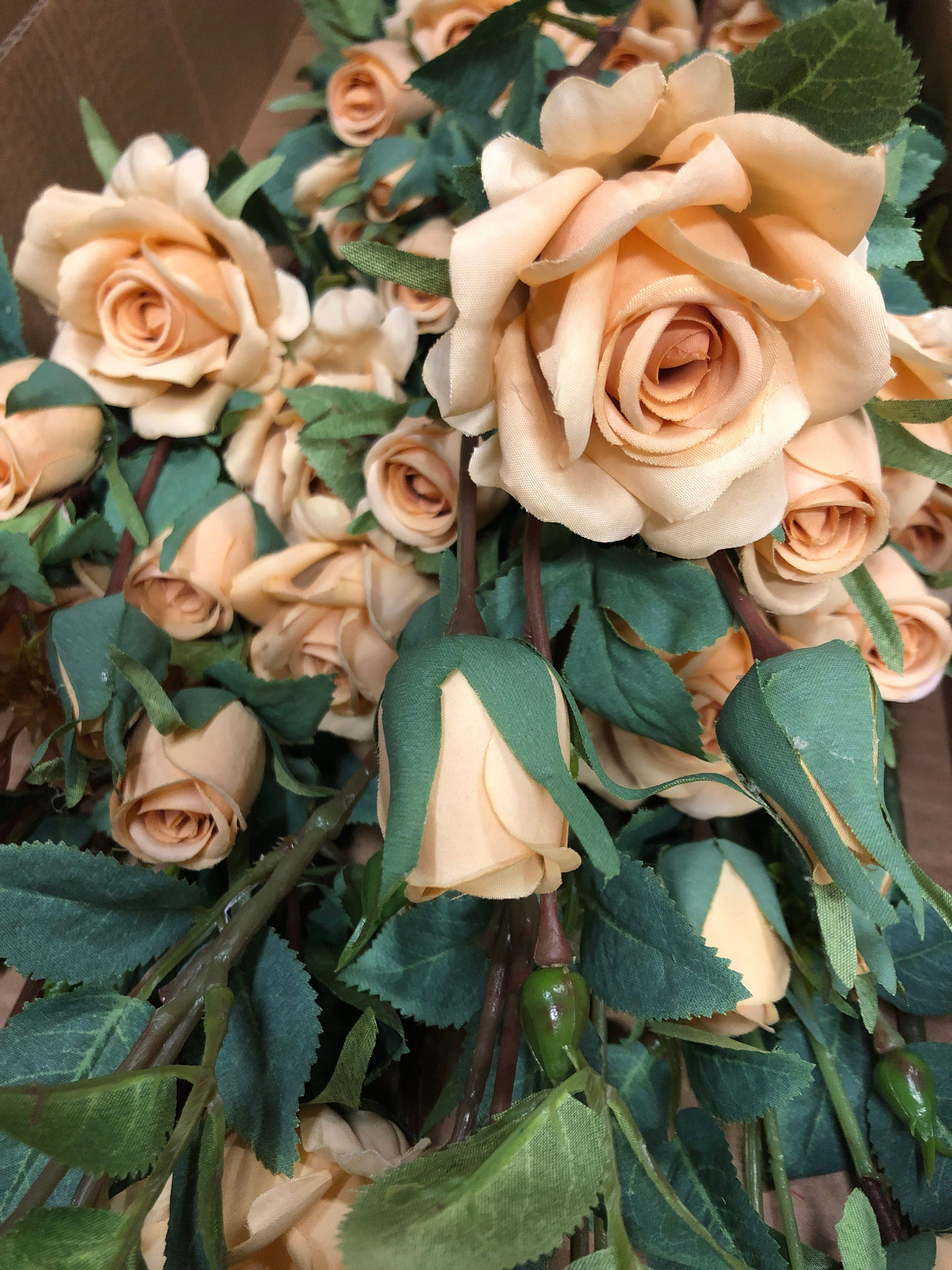 Orange blush New Artificial Rose Spray small R065 artificial flower bouquet  
