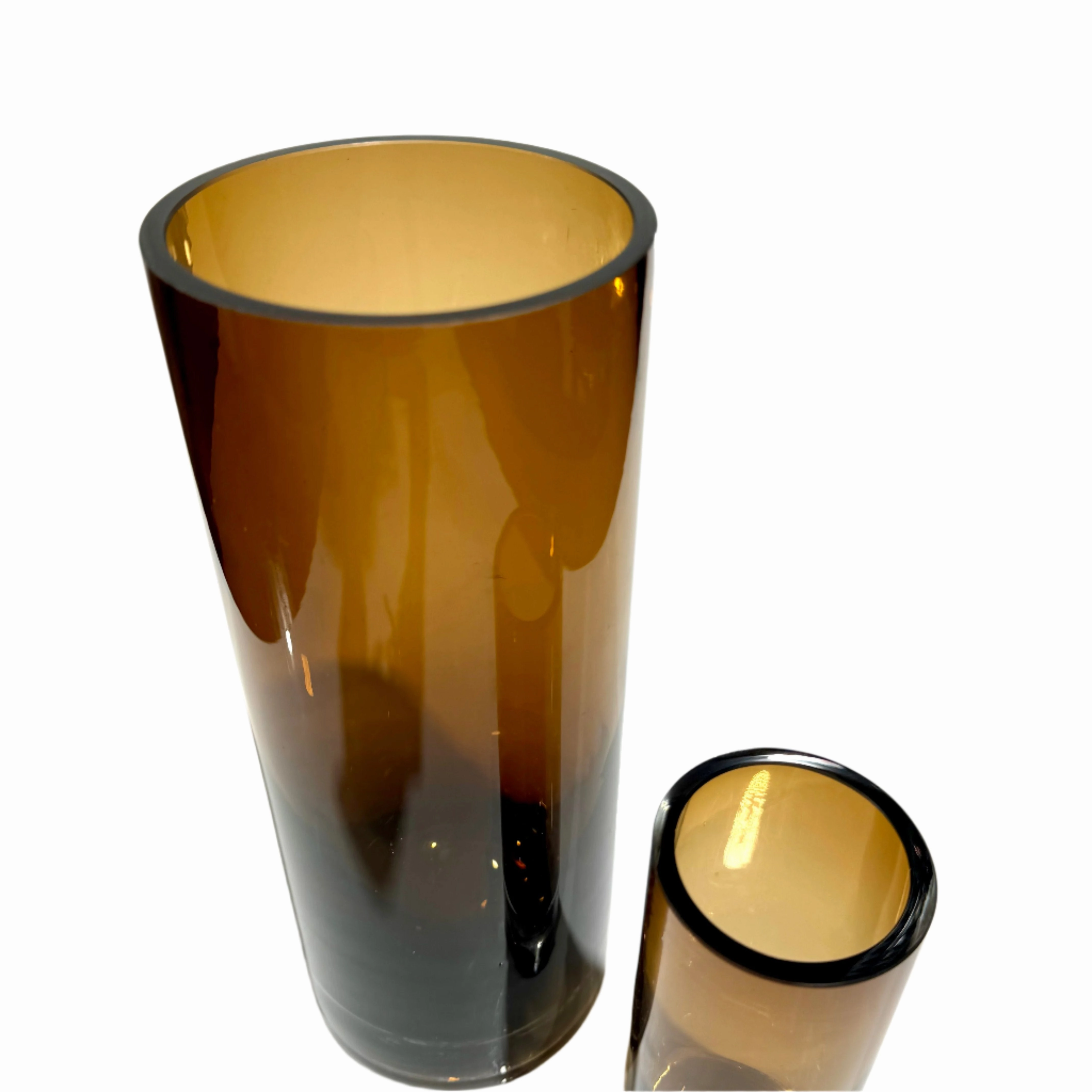 Orange glass vase pair