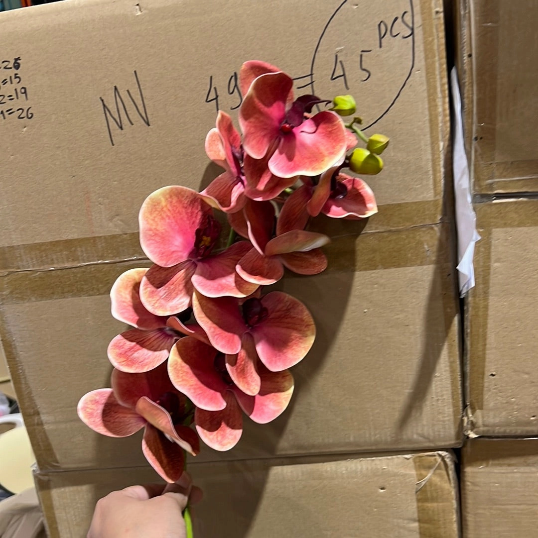 Orange Pink LARGE REAL TOUCH PHALAENOPSIS ORCHID ARTIFICIAL FLOWER orchid??e