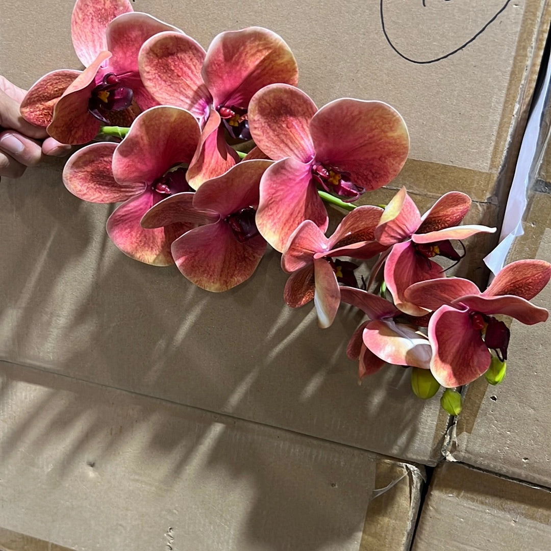 Orange Pink LARGE REAL TOUCH PHALAENOPSIS ORCHID ARTIFICIAL FLOWER orchid??e