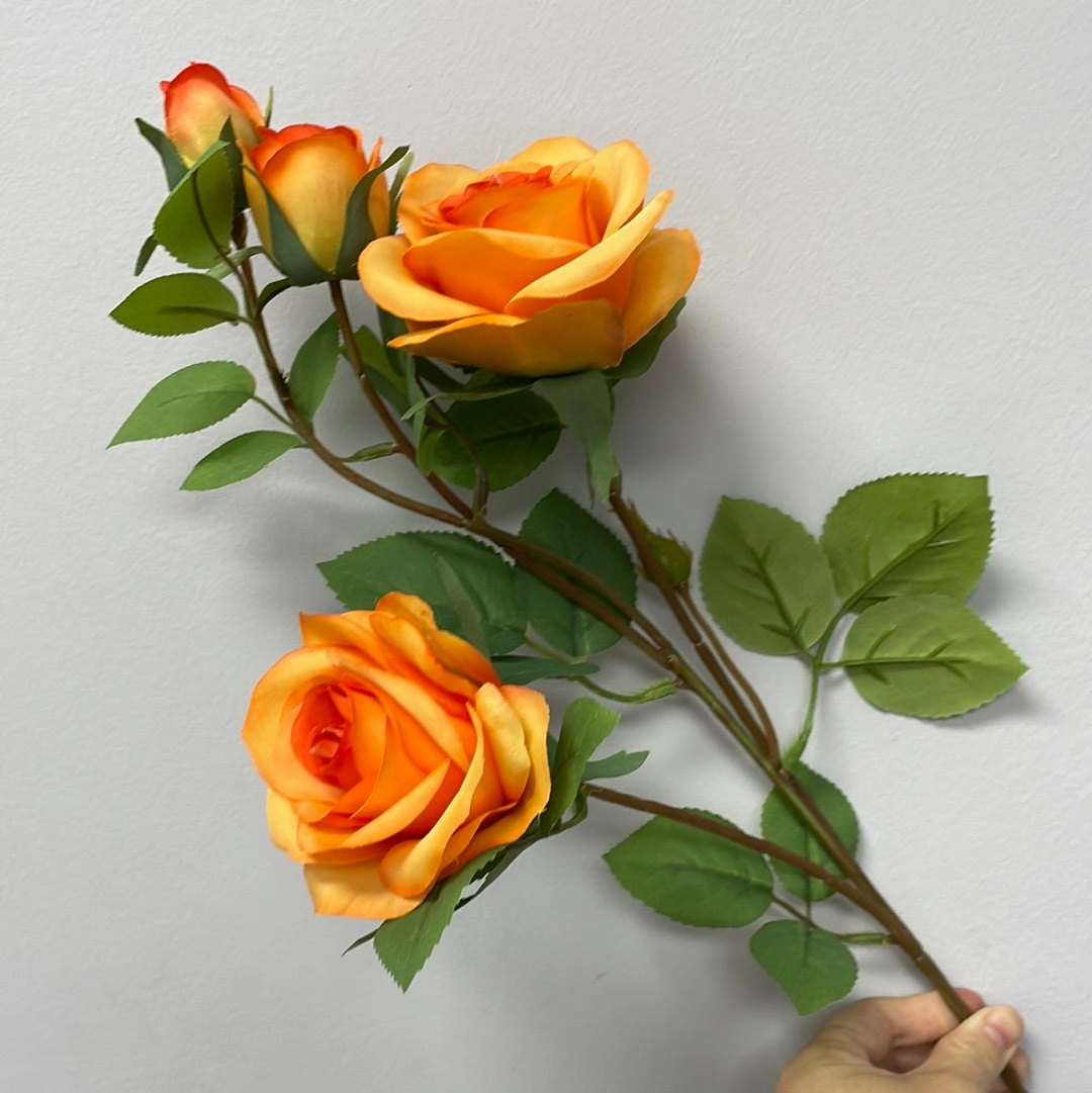 Orange Single Stem RocoCo Rose realistic flower bouquet  