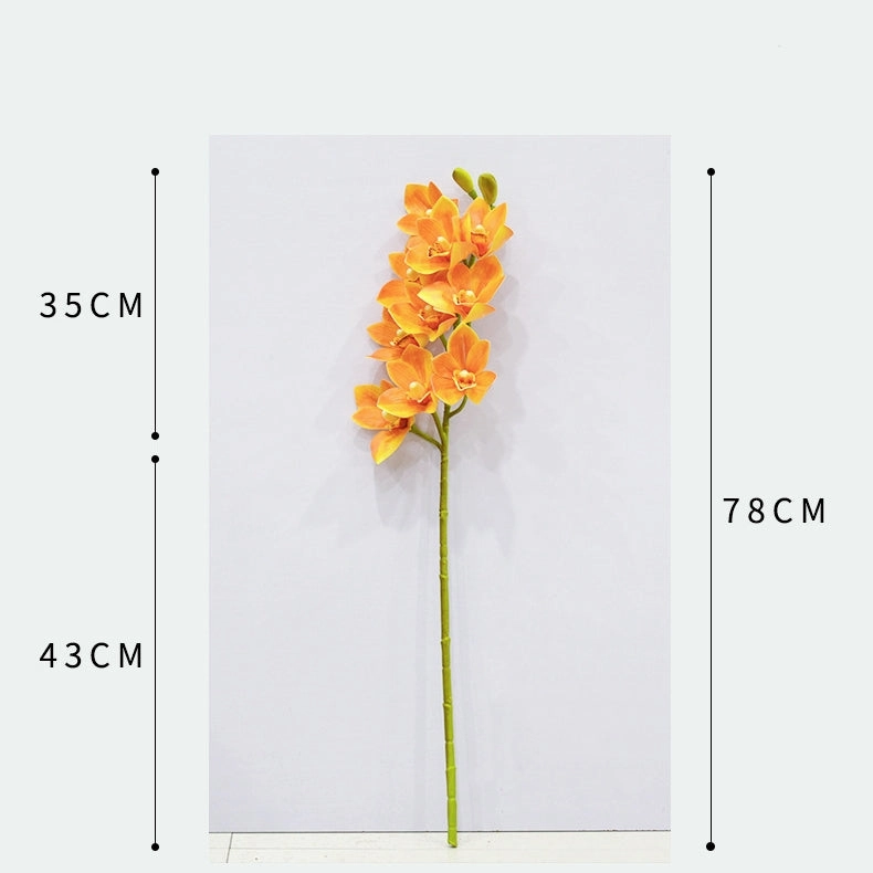 Orchid Cymbidium 10 Heads Artificial Silk Flower Bright Yellow ORCHID005