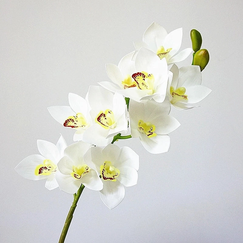 Orchid Cymbidium 10 Heads Artificial Silk Flower White ORCHID006,dried artificial flower