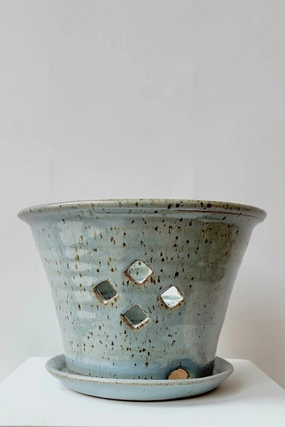 Orchid Pot 7" Cornflower Glaze,indoor flower container