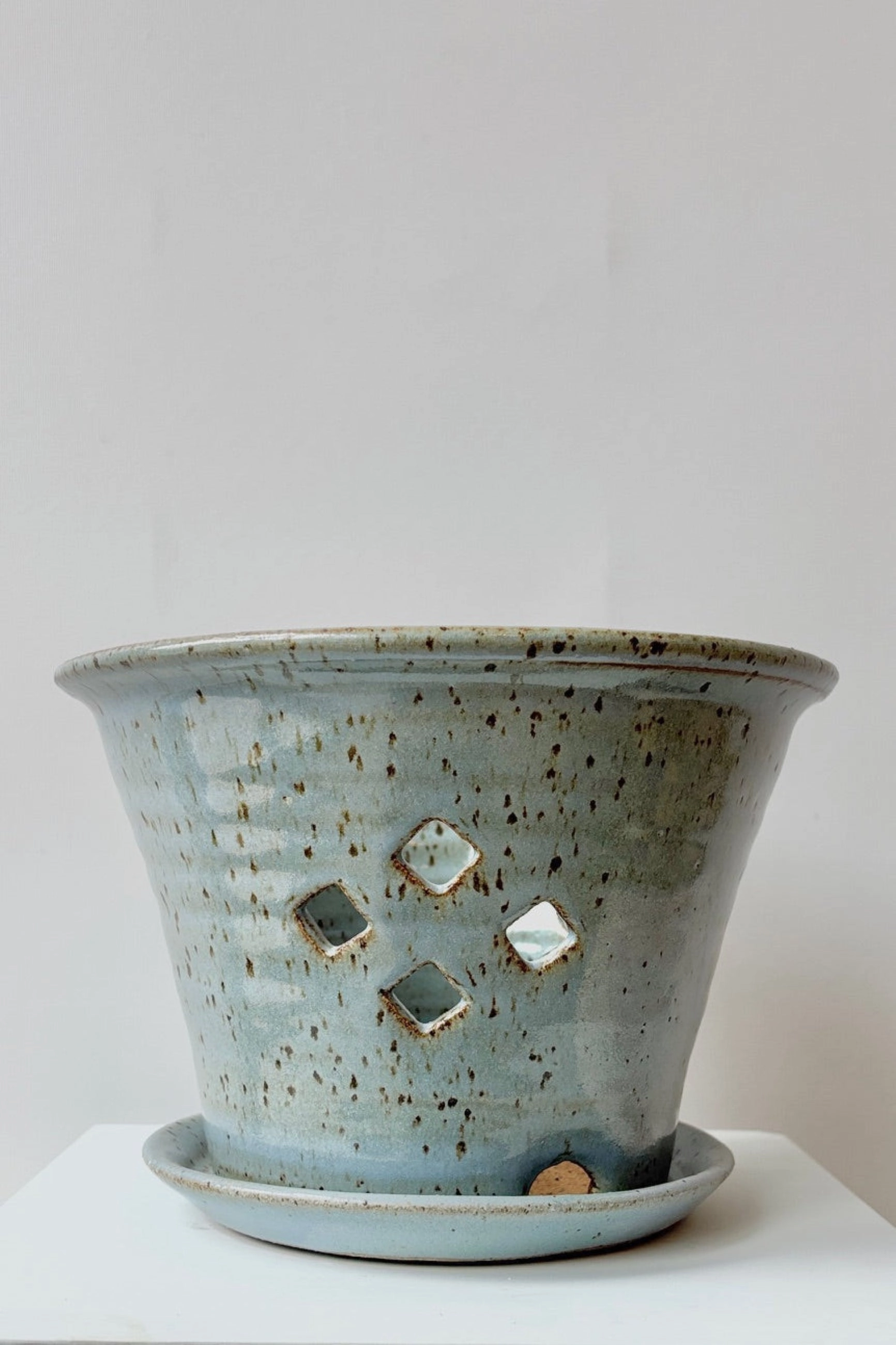 Orchid Pot 7" Cornflower Glaze,indoor flower container