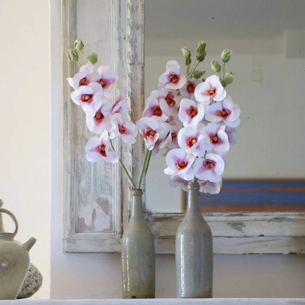 Orchide papillon en papier rose et blanc
