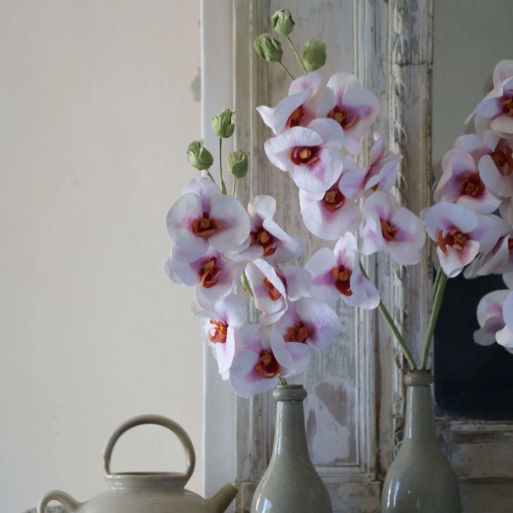 Orchide papillon en papier rose et blanc