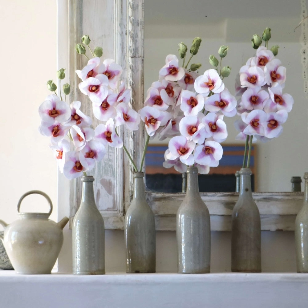 Orchide papillon en papier rose et blanc