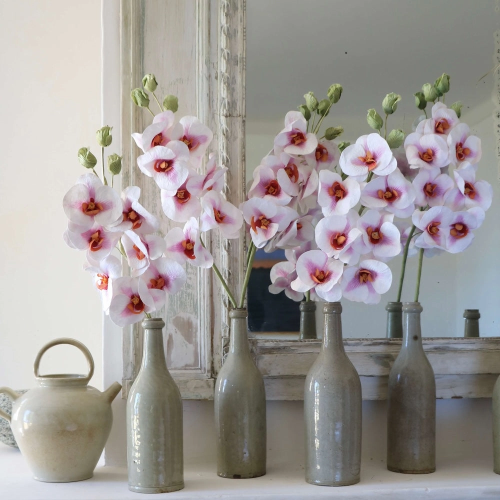 Orchide papillon en papier rose et blanc
