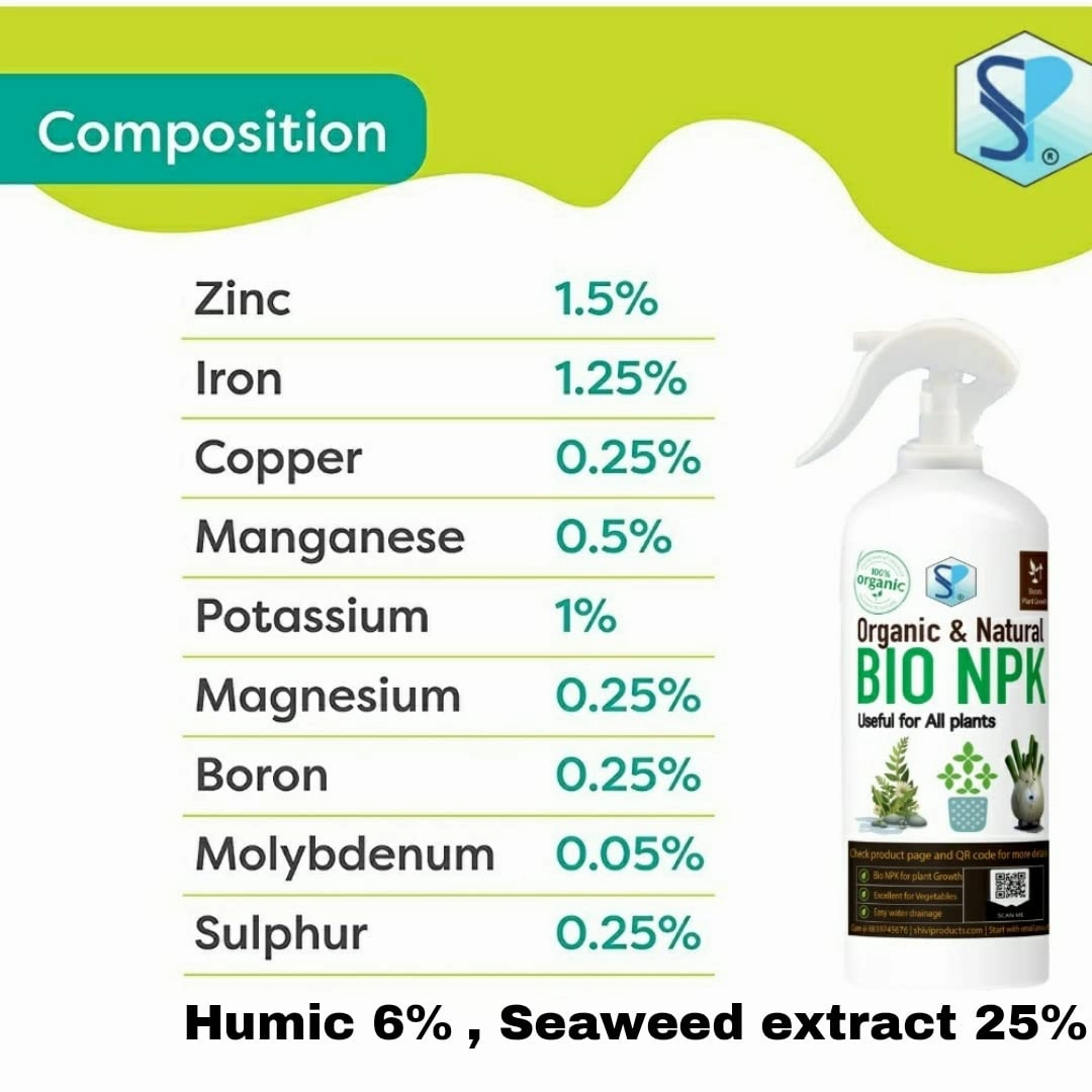 Organic Liquid Bio NPK Fertilizer With Free Spray Bottle