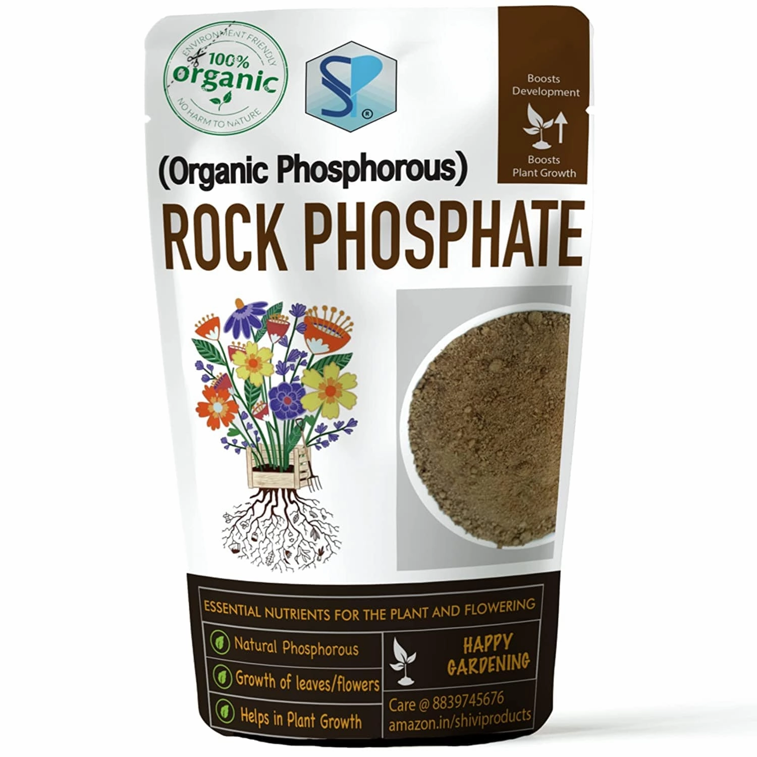 Organic Nutrient Rich Rock Phosphate Fertilizers (900 gm),potted plant decor