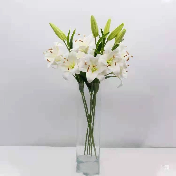 Oriental Lily 3 Heads 3D Printed Artificial Silk Flowers Stem LILY003
