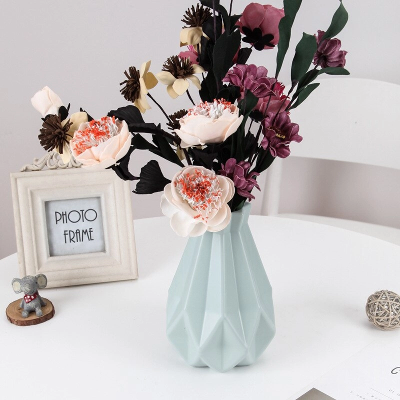 Origami Plastic Vase White Imitation,hand-painted ceramic vase