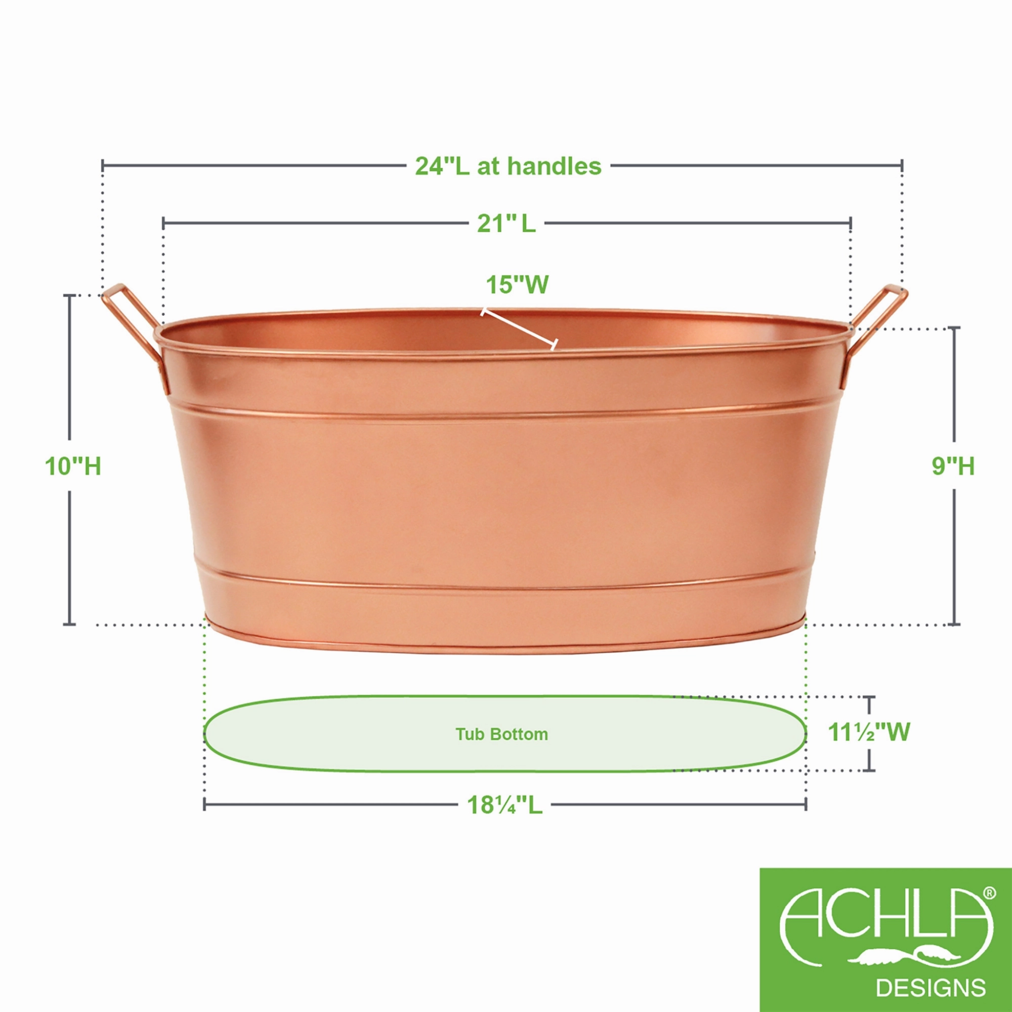 Oval Copper-Plated Tub
