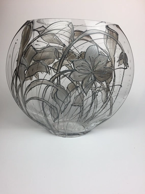 oval vase -large- silver lilies,classic table vase