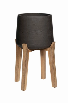 Patt Pot w/ High Feet Black Washed XL,indoor flower container