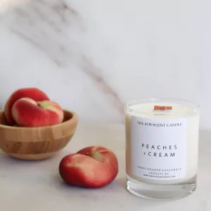 PEACHES   CREAM SOY CANDLE,faux bloom stem 