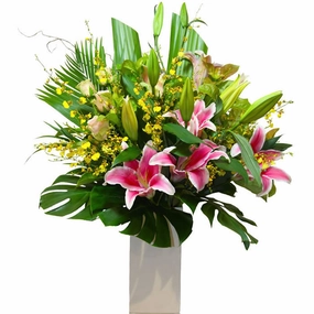 Pedestal Beauty,artificial flower arrangement
