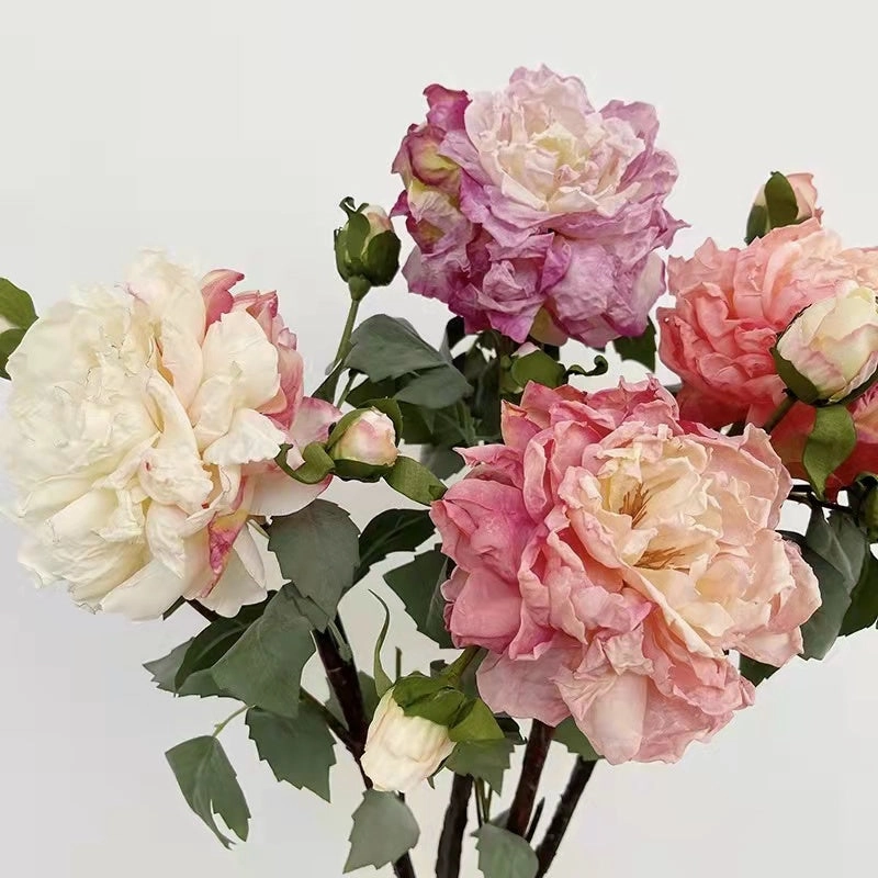 Peony 2 Heads Artificial Silk Flower 58cm Stem PEONY028-031