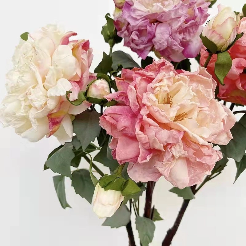 Peony 2 Heads Artificial Silk Flower 58cm Stem PEONY028-031