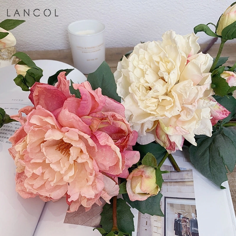 Peony 2 Heads Artificial Silk Flower 58cm Stem PEONY028-031
