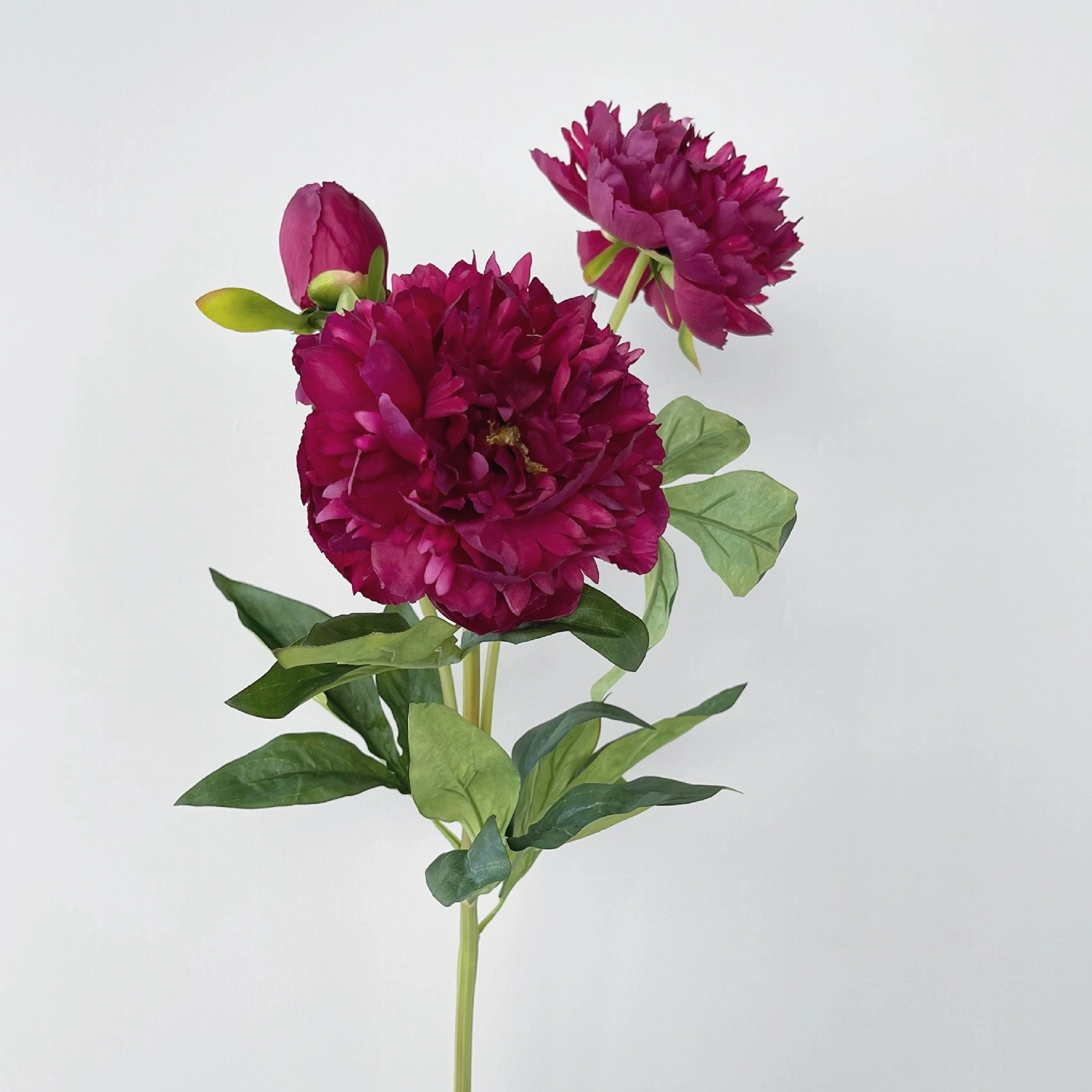 Peony 3 Heads Artificial Silk Flower Stem 5 color Selections