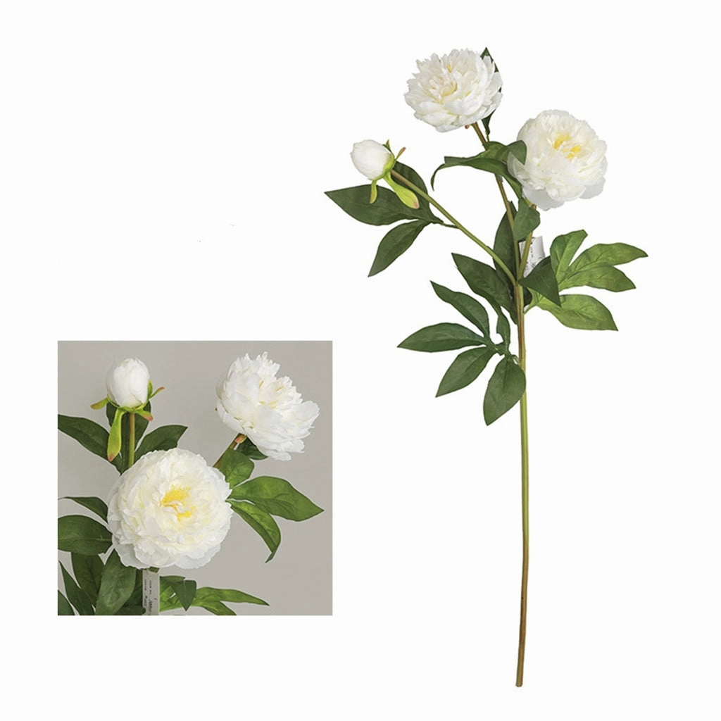 Peony 3 Heads Artificial Silk Flower Stem 5 color Selections