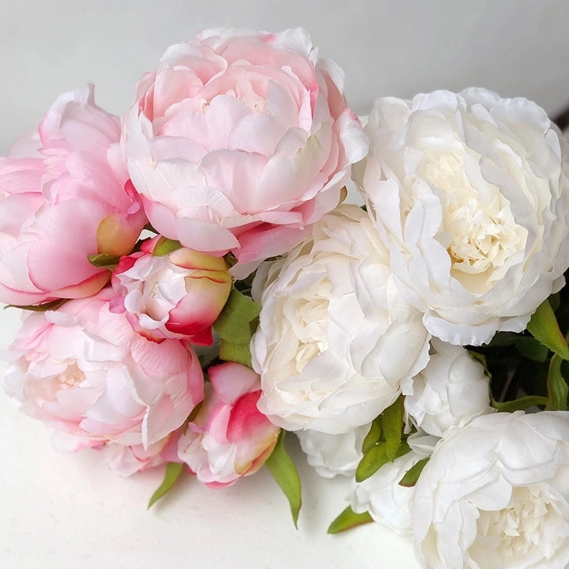 Peony Artificial Silk Flowers Stem Small Bunch PEONY012 pink