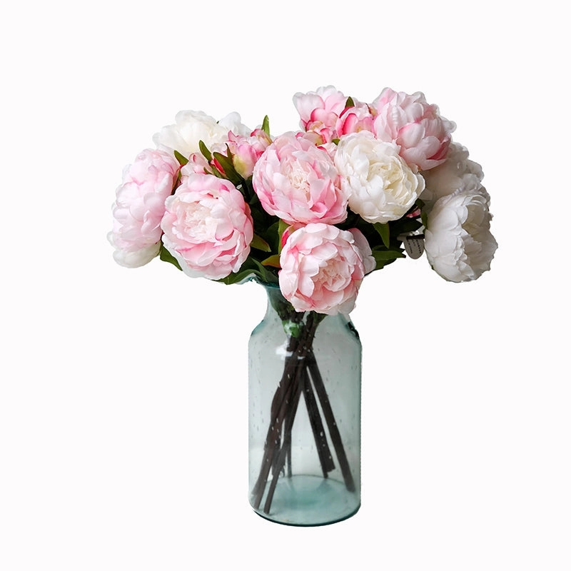Peony Artificial Silk Flowers Stem Small Bunch PEONY012 pink