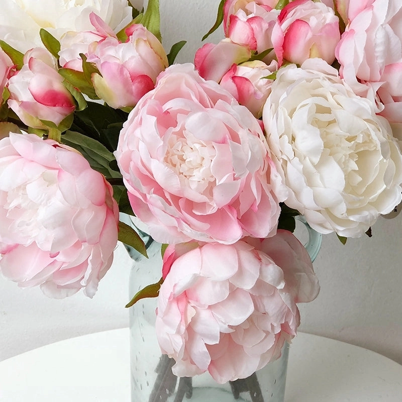 Peony Artificial Silk Flowers Stem Small Bunch PEONY012 pink